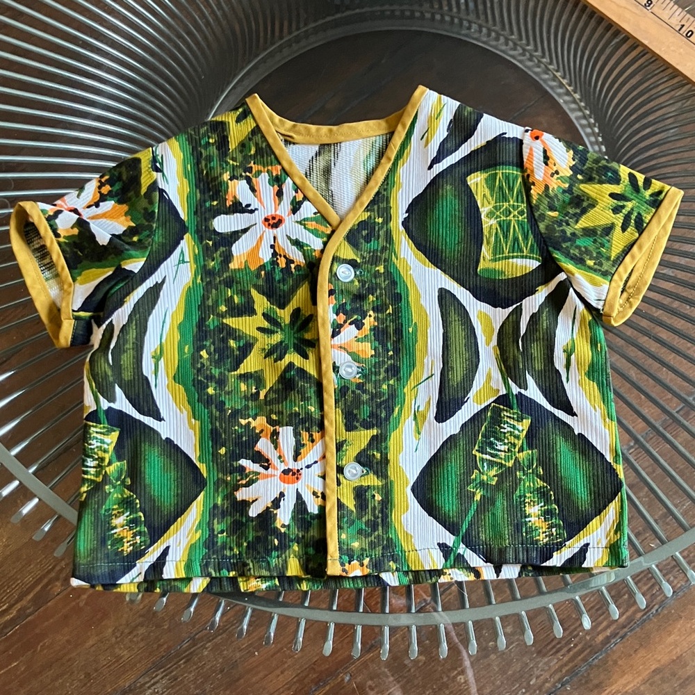Vintage 60s handmade Hawaiian Polynesian short sleeve unisex top